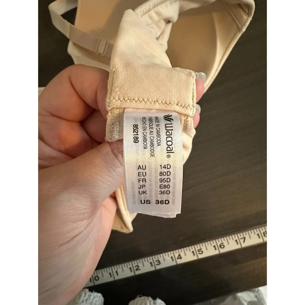 Lot of 2 Wacoal Wire Free T-Shirt Bra 36D Gray Nude Lined Seamless Comfort